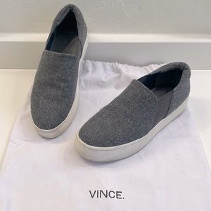 Grey flannel loafer sneaker.
